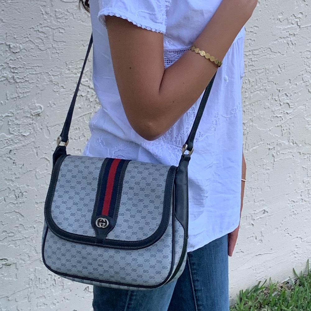 🔥GUCCI 80s navy micro